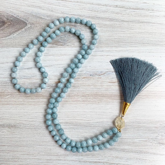 💧RAIN MALA 💧 14k & Blue Jade - Picture 2 of 4